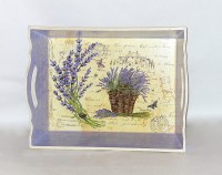 Tablett 'Lavender Bloom' aus Holz 41 cm