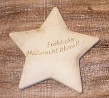 Stern 'Fr�hliche Weihnacht...' aus Keramik wei� 17 cm