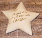 Stern 'S�sser die Glocken...' aus Keramik wei� 17 cm