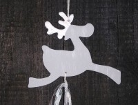 Dekohnger 'Rentier Reno' aus Holz grau 15 cm