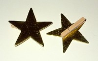 Holzklammer 'Stern' gold 6er-Set