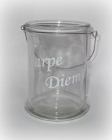 Windlicht 'Carpe Diem' aus Glas 25 cm
