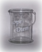 Windlicht 'Carpe Diem' aus Glas 25 cm