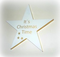 Wanddekoration Stern 'Christmas Time' aus Holz 25 cm