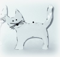 Tischkartenhalter 'Katze' wei 11 cm