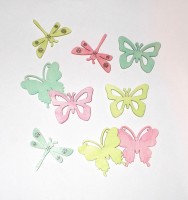 Streudeko 'Schmetterling und Libelle' aus Holz 36er-Set