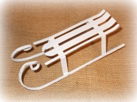 Schlitten aus Metall weiss 18 cm