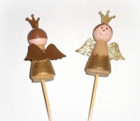 Dekostecker 'Engel' aus Holz gold 4er-Set