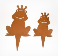 Dekostecker 'Froschknig' aus Metall mit Rostfinish 2er-Set