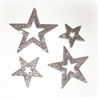 Streudeko 'Sterne' aus Moosgummi mit Glitter silber 12er-Set