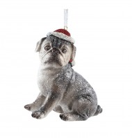 PTMD Dekohnger 'Weihnachtshund Mops' aus Polyresin 8,5 cm