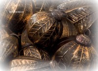 PTMD Christbaumkugel 'Leaf gold' aus Glas 10 cm