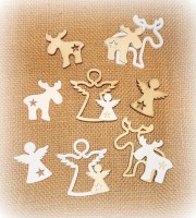 Streudeko 'Engel und Elche' aus Holz  24er-Set