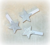 Dekoklammer 'Stern' aus Holz silber 12er-Set