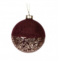 PTMD Christbaumkugel 'Velvet' aus Glas rot 8 cm