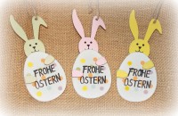 Dekohnger 'Frohe Ostern' aus Holz 3er-Set