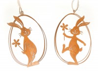 Dekohnger 'Hase' aus Metall mit Rostfinish 2er-Set
