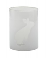 PTMD Windlicht 'Rabbit' aus Glas wei 17 cm