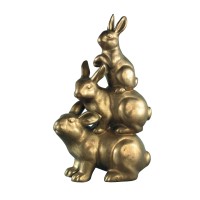 PTMD Skulptur 'Hasen' aus Keramik gold 36,5 cm