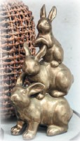 PTMD Skulptur 'Hasen' aus Keramik gold 36,5 cm
