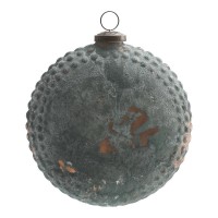 PTMD Christbaumkugel flach aus Glas kupferblau 15 cm
