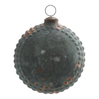 PTMD Christbaumkugel flach aus Glas kupferblau 10 cm