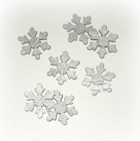 Streudeko 'Schneeflocke' aus Holz silber 24er-Set