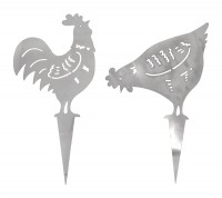 Dekostecker 'Hahn und Huhn' Edelstahl 2er-Set