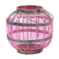 PTMD Laterne aus Glas rosa 21 cm