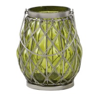 PTMD Laterne aus Glas grn 19 cm