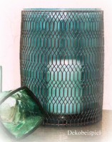 PTMD Windlicht aus Glas blau 20 cm