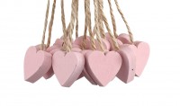 PTMD Dekohnger 'Herz' aus Holz rosa 16er-Set