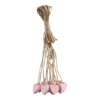 PTMD Dekohnger 'Herz' aus Holz rosa 16er-Set