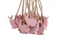 PTMD Dekohnger 'Hase' aus Holz rosa 16er-Set