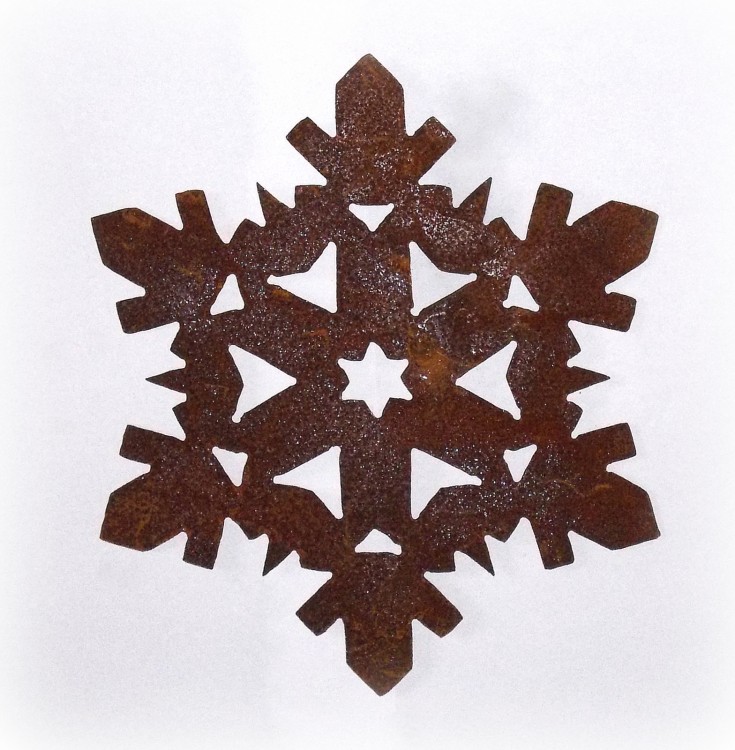 Schneeflocke aus Metall mit Rostfinish 20 cm - Haus und Gärtchen