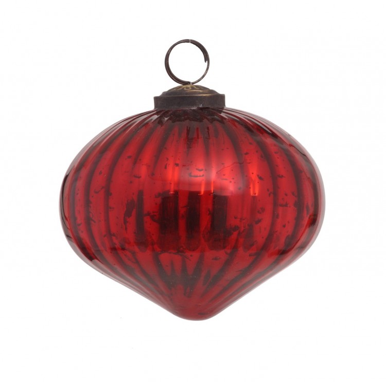 PTMD Christbaumkugel 'Zwiebel' aus Glas rot 12 cm Haus