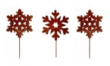Gartenstecker 'Schneeflocke' aus Metall mit Rostfinish 3er-Set