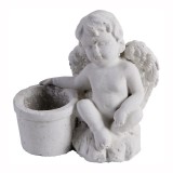PTMD Engel mit Teelichthalter aus Steinguss 13 cm