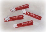 Dekoklammer 'Frohes Fest' aus Holz rot 8er-Set