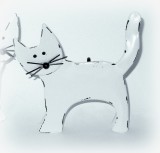 Tischkartenhalter 'Katze' wei 8 cm