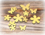 Streudeko 'Blume/Schmetterling' aus Holz gelb 12er-Set