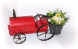 Blumentopfhalter 'Traktor' aus Metall rot 44 cm