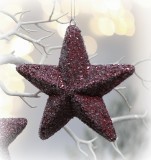Christbaumschmuck 'Stern' aus Kunststoff aubergine 4er-Set