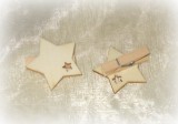 Dekoklammer 'Stern' aus Holz creme 6er-Set