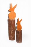 Hase aus Metall mit Rostfinish auf Holz 2er-Set