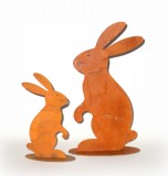 Hase aus Metall mit Rostfinish 2er-Set