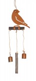 Windspiel 'Vogel' aus Metall mit Rostfinish und Holz 40 cm