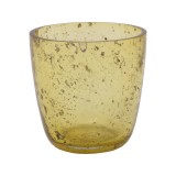 PTMD Teelichthalter aus Glas gelb 7 cm