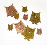 Streudeko 'Eule' aus Holz grn/natur 54er-Set