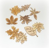 Streudeko 'Herbstlaub' aus Holz natur 18er-Set